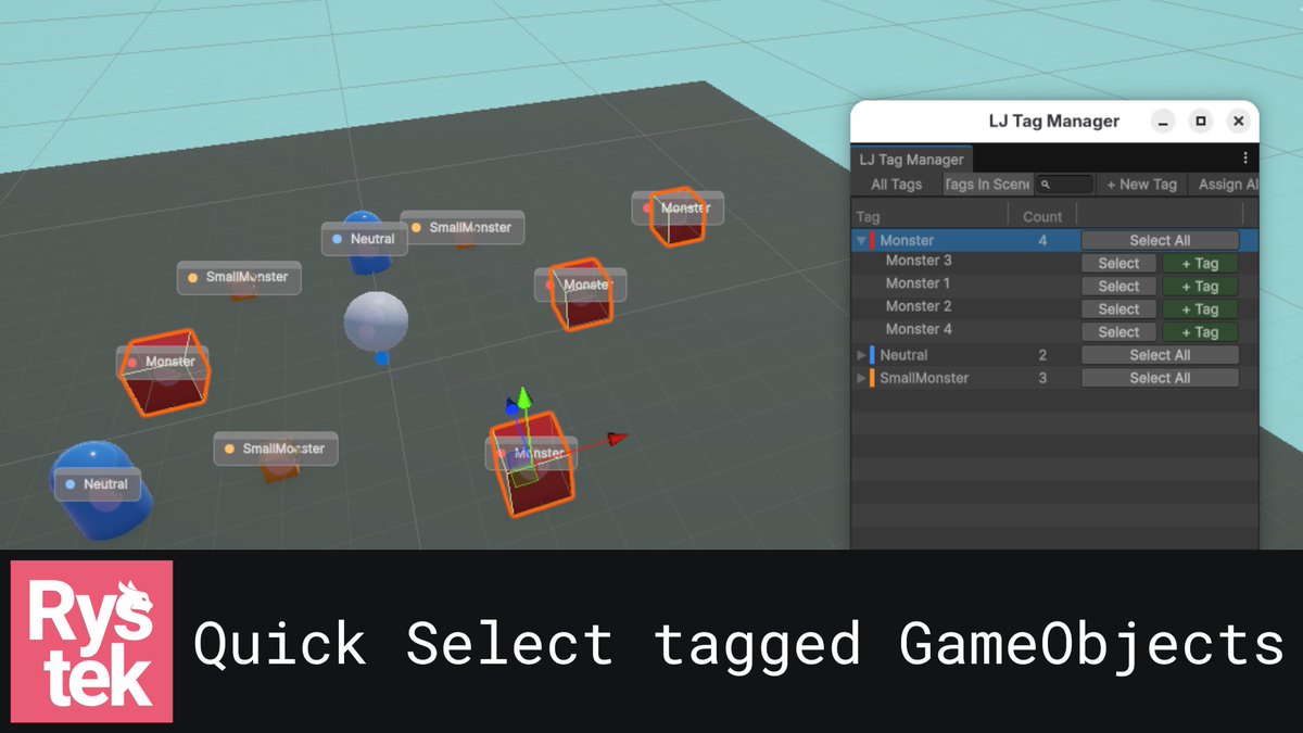 LondonJamesD's tweet photo. LJ Tags Pro
An improvement on Unity's tag system 

Featuring relative tags, 
metadata + overrides,
 extensions, 
hierarchical tags,
 multiple tags on one object, 
query multiple tags at once,
and much more

Designed to feel native to the engine 
#gamedev #unity3d #indiedev https://t.co/E6Mm1TJy1C
