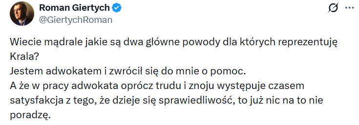 cezarykrysztopa's tweet photo. Panie Mecenasie @GiertychRoman, nurtuje mnie jedno pytanie. Czy jeśli uda się Panu wybronić P. Krala, to będzie się Pan jako adwokat cieszył, czy jako poseł polskiego Sejmu będzie się Pan martwił, że "rosyjska mafia" się wywinie? Mam w tej kwestii mętlik w głowie https://t.co/pxFG4ELkYS