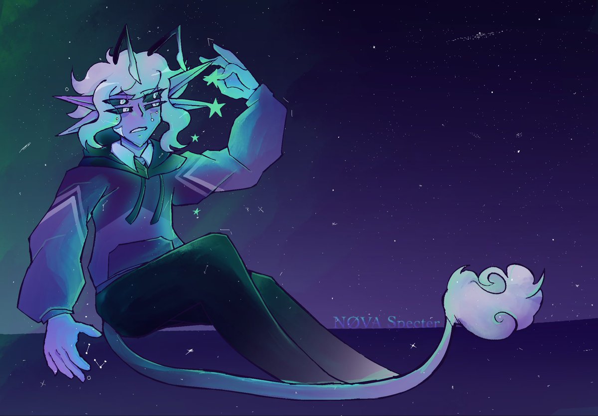 NOVASpecter05's tweet photo. Meet my oc Sykon. 
Born from the stars, he is a starlight alien that travels around galaxies. He is friends with Vesper. (Read more about Vesper in my previous post.)
#alien #star #oc #art https://t.co/JwpKJRBcD5