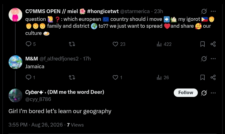 f_alfredfjones2's tweet photo. This is the best interaction I've had so far on this account 🥹 https://t.co/zvqNfQi19e