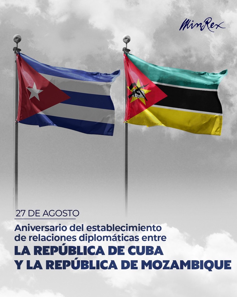 CubaMINREX's tweet photo. 🇨🇺🤝🇲🇿 Cuba y Mozambique celebran el 51 aniversario del establecimiento de relaciones diplomáticas entre ambos países.

Reiteramos nuestra firme voluntad de continuar trabajando por el fortalecimiento de los históricos vínculos 🤝 existentes entre nuestros países. https://t.co/EHeePCHhOn