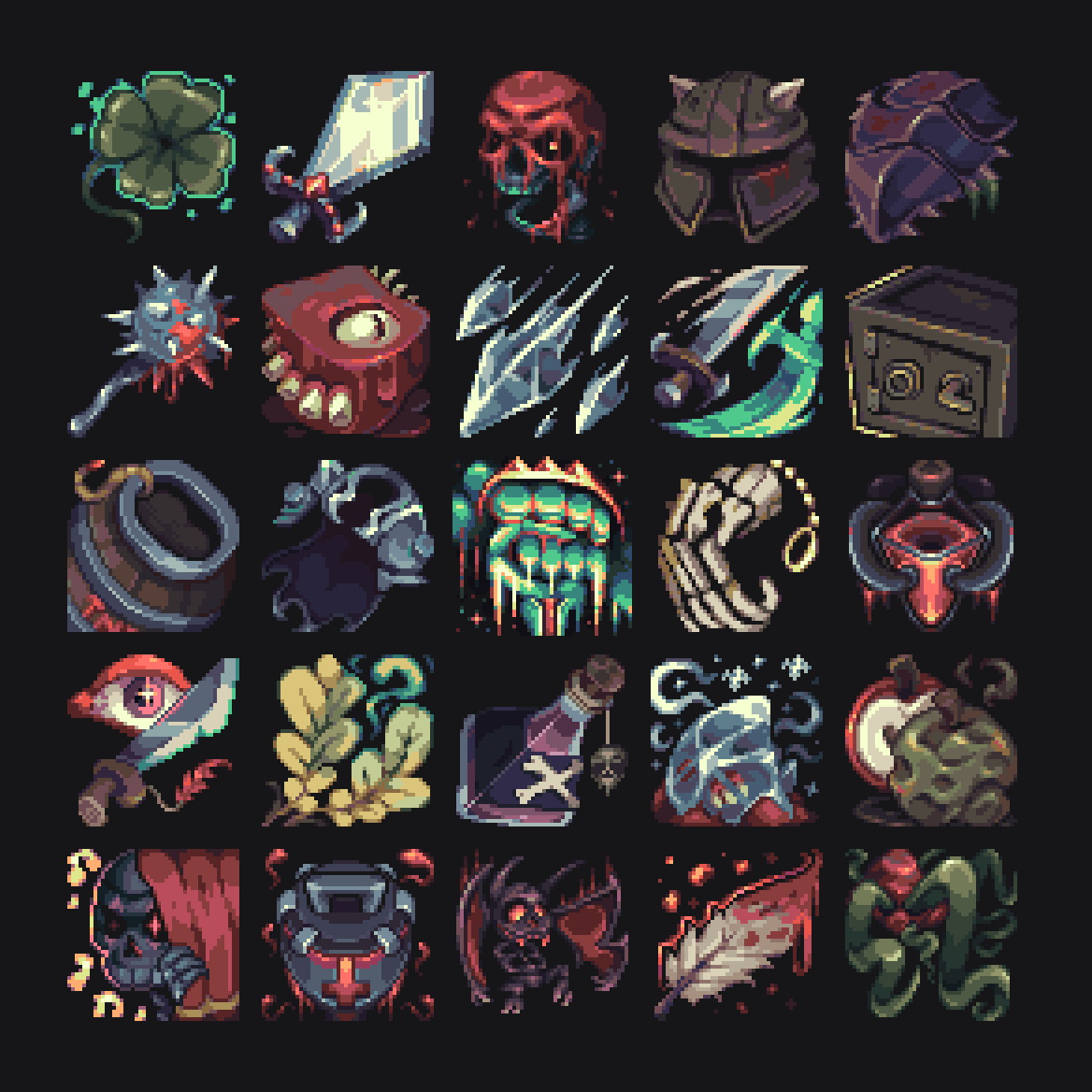 RunninBlood's tweet photo. Some more of my favourite Skull Horde items!

#pixel #art #pixelart #game #dev #gamedev https://t.co/EHD9Y3ei7O
