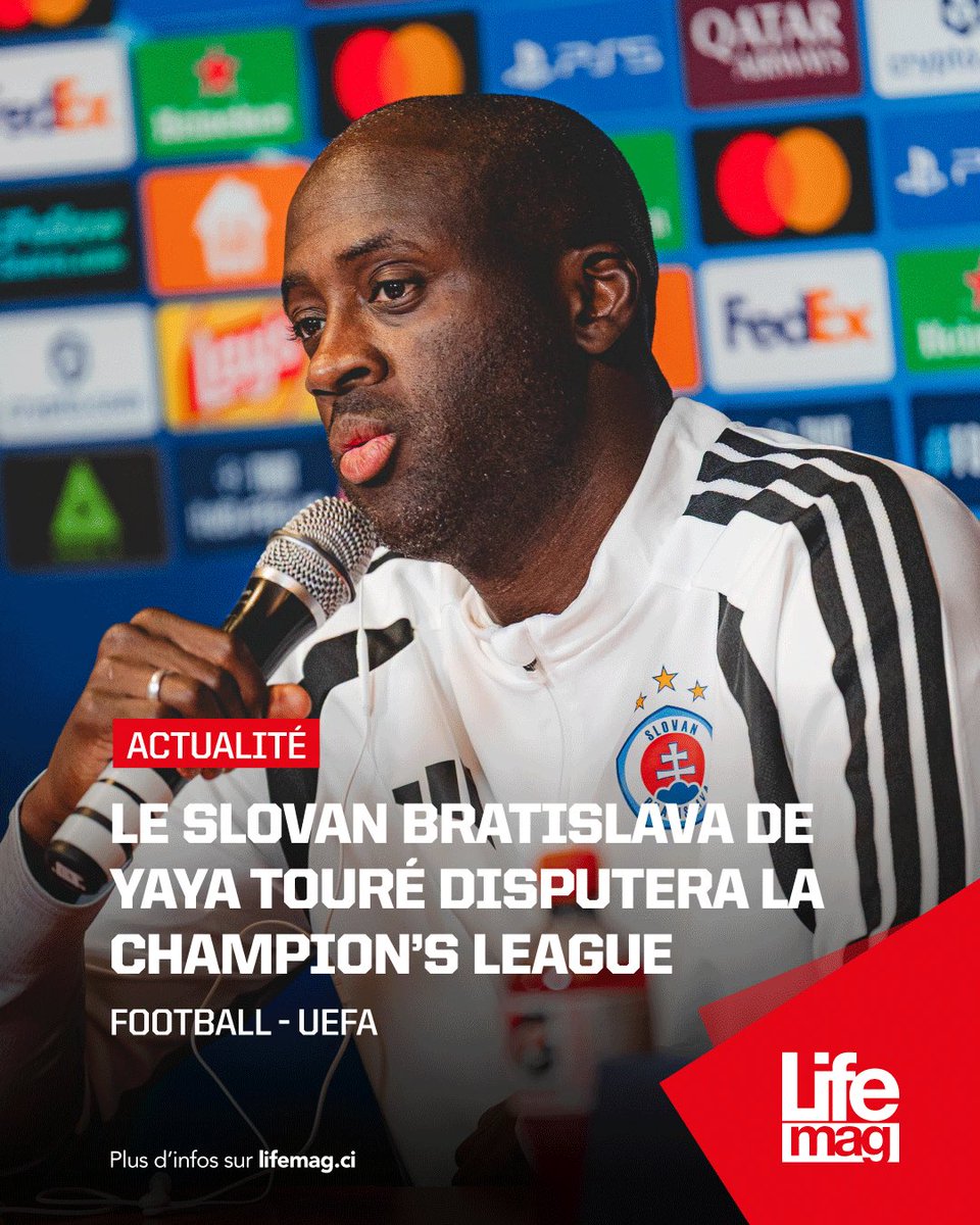 LifeMagazine_CI's tweet photo. #NEWS 🔴 Fierté ! Félicitations à Yaya Touré 🇨🇮 qui réussit à qualifier son club le Slovan Bratislava 🇸🇰 pour la Champion’s League UEFA 2026-2027 👏
L’entraîneur ivoirien est invaincu en 10 matchs avec son club. Il compte 8 victoires et deux nuls.
#lifemagci #YayaTouré https://t.co/A1tymaLoJ3