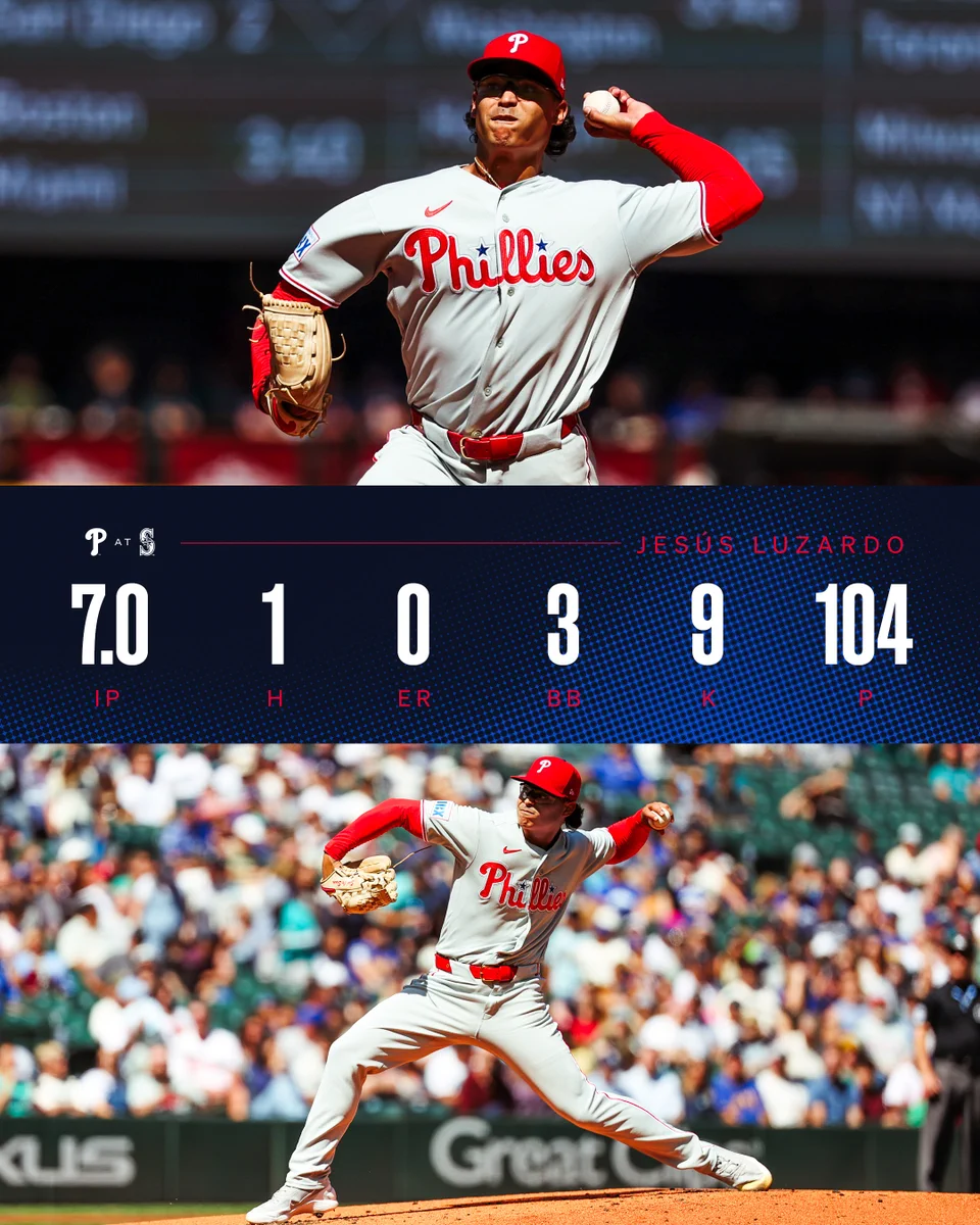 Jesús Luzardo final line at Mariners: 7.0 IP, 1 H, 0 ER, 3 BB, 9 K, 104 P