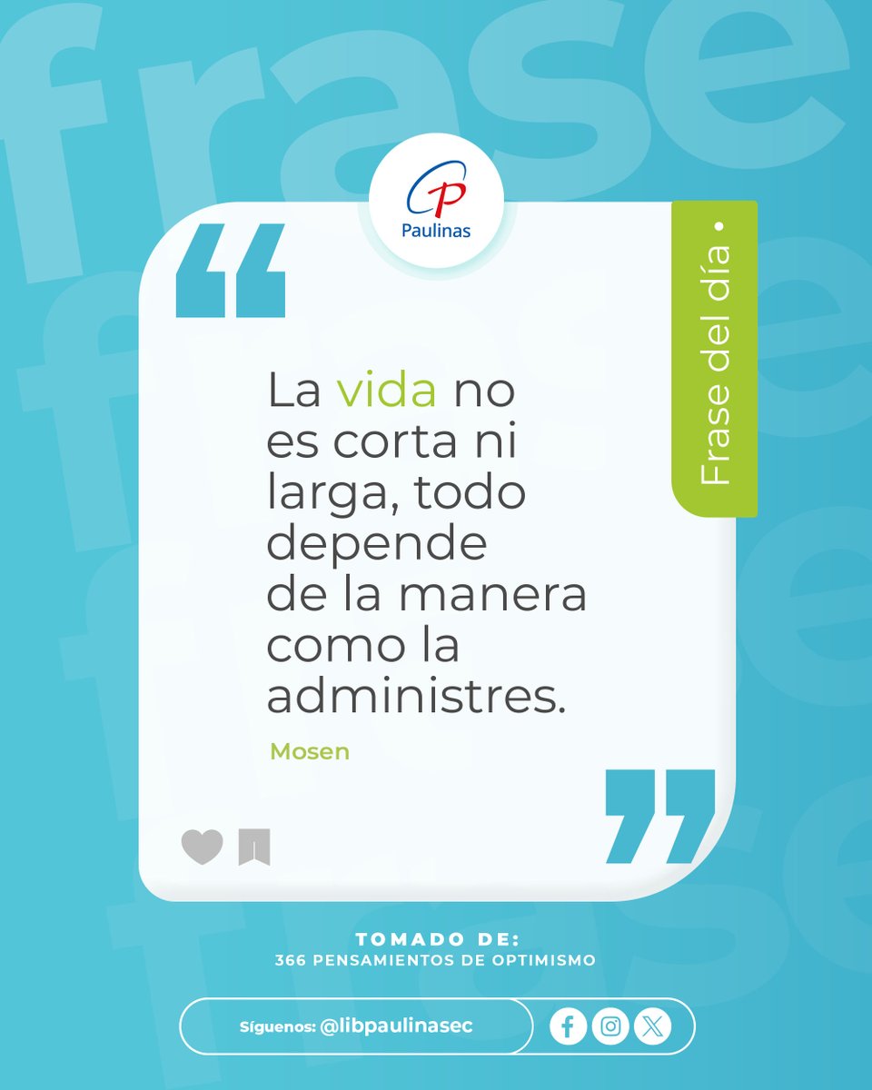 libpaulinasec's tweet photo. ✍Nuestra Frase del día
Visita nuestras librerías:
📍Quito: Selva Alegre Oe1-95 Y Av. 10 De Agosto.
📍Guayaquil: A. Baquerizo Moreno 818 y Junín
📲Síguenos https://t.co/oecVRzeqrb
🌐Visita https://t.co/0CgMuo7OQ5 https://t.co/XFRTDxWxjY
