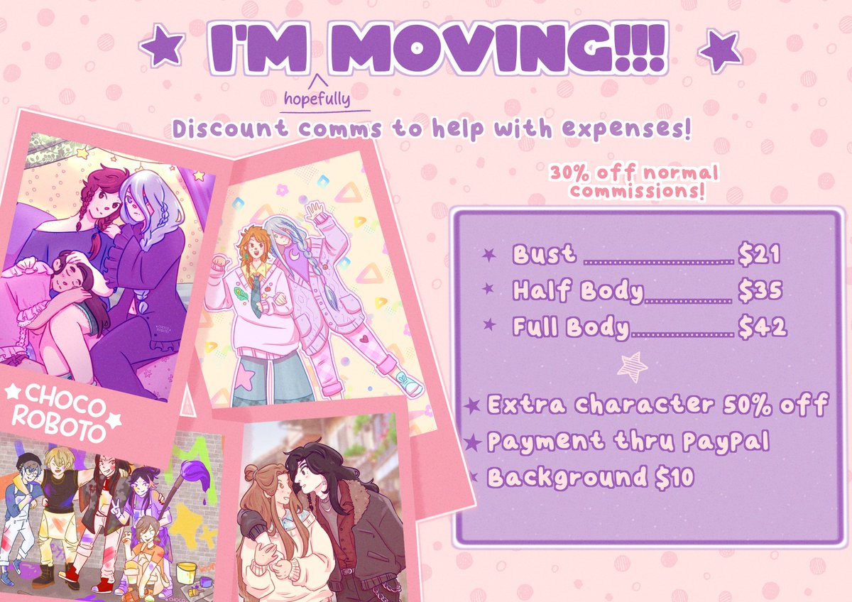 chocoroboto's tweet photo. soo IM (hopefully) MOVING!!! 🥳🥳

i dont wanna celebrate just yet since a lot has to happen before i move out, and one of them is me having money, so !!!

☕️ ko-fi: https://t.co/CyNgPWpUAA 
🖼️ portfolio: https://t.co/Ei5UwzXMDs 
⚡️ vgen: https://t.co/2t6d0lJLgy https://t.co/DuMUDPUrHz