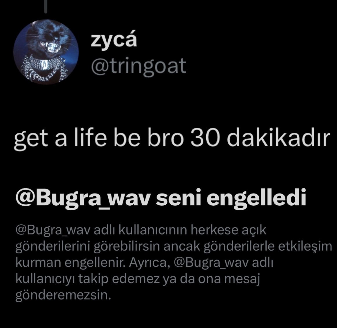 hergunbaskasi's tweet photo. get a life be bro 30 dakikadır herkesi engelliyosun https://t.co/KtcQtIKkRQ