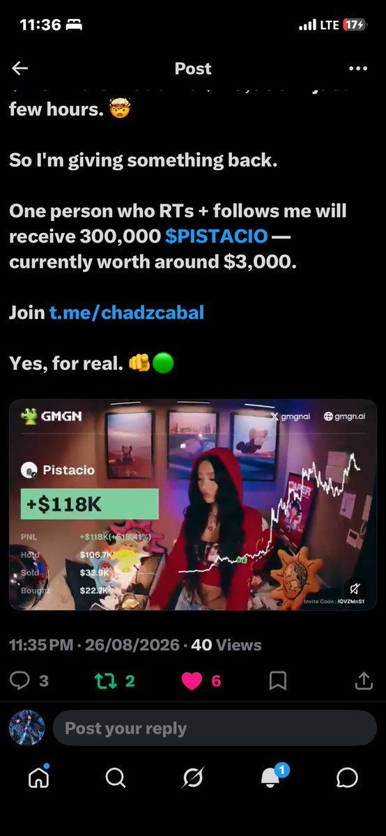 rayvvoid's tweet photo. @chadscabal Making 118k onPISTACIO and giving back $3k to the community is top tier GOAT behavior 🤝Retweeted &amp; joined ⁠https://t.co/RM8pIZFuS4⁠. Let’s hold and ride it higher! 🚀🔥

SOL: ⁠BPFKcvuioFN6dNc6PXSZ97aN9MjWxzJmFBDpdGRDgkKR⁠ https://t.co/UabEaps4Wo