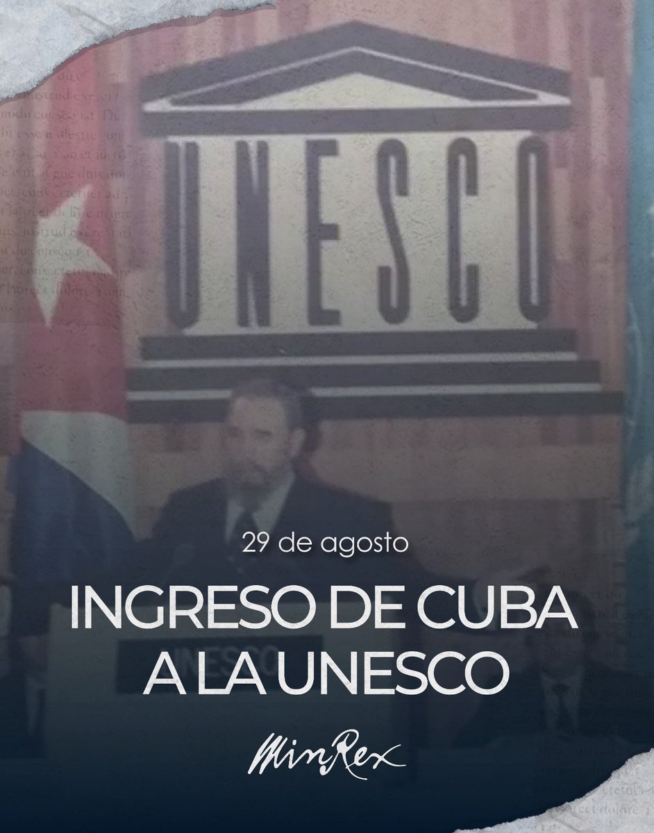 CubaMINREX's tweet photo. 🏛️Hace 79 años, #Cuba 🇨🇺ingresó a la @UNESCO_es.  
Reafirmamos nuestro compromiso con el acceso universal a la educación, la cultura, las ciencias y la información. Convencidos de que la cultura y el conocimiento son el camino más noble hacia la paz y el desarrollo sostenible. https://t.co/0Pj3ZaDLXW