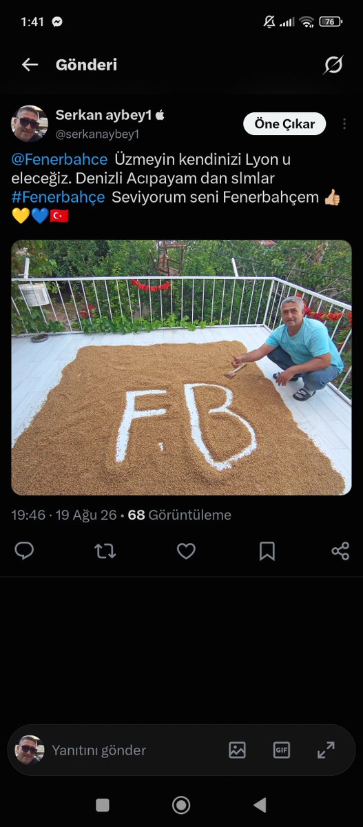 serkanaybey1's tweet photo. Bu tarihde demiştim Olley beee  @Fenerbahce  💛💙🇹🇷💪🏼 https://t.co/h5Z4mJWPxJ