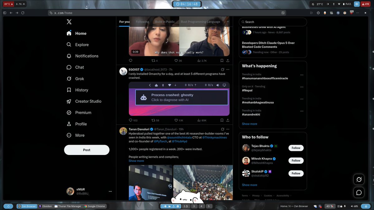RxBRU_'s tweet photo. @localhost_5173 Just good ol Arch - atleast u know what is installed, what is setup and what broke. https://t.co/HCcOMNKNZJ