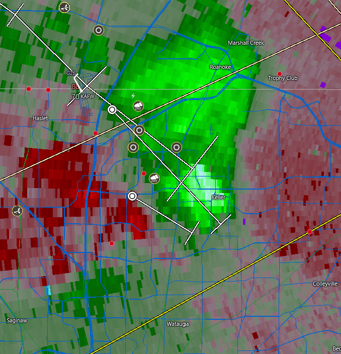 AndersonJ_NTX's tweet photo. Possible ongoing downburst in keller via TDAL #dfwwx https://t.co/xfxMBlwipO