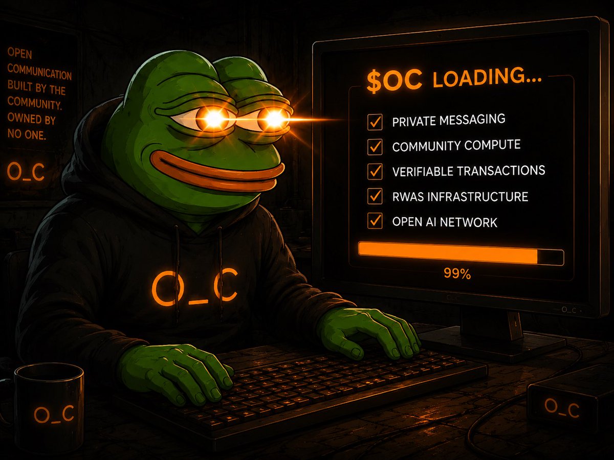 o_c_'s tweet photo. Private messaging was only the start.

$OC is building toward community compute, verifiable transactions, RWA infrastructure and open AI all inside one network.

The roadmap is bigger than a product.

We’re building the infrastructure. https://t.co/Om90aikfAa
