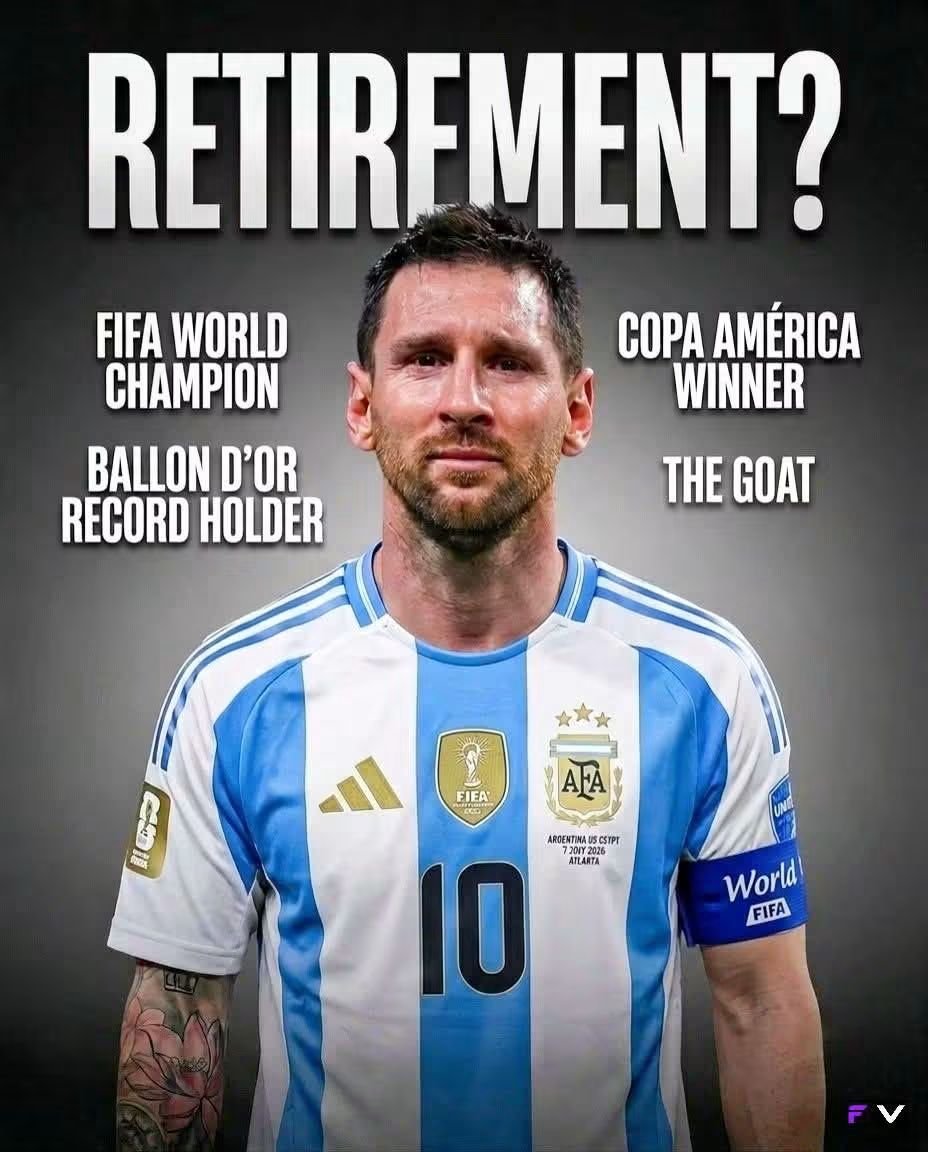 RTonmooy's tweet photo. 🚨 BREAKING: Lionel Messi is considering retirement from international football after his father’s death. Uncertainty surrounds his Argentina future as he navigates a difficult period without his guidance. 🐐💔
#Messi #Argentina #GOAT https://t.co/AhUAMF1ubh
