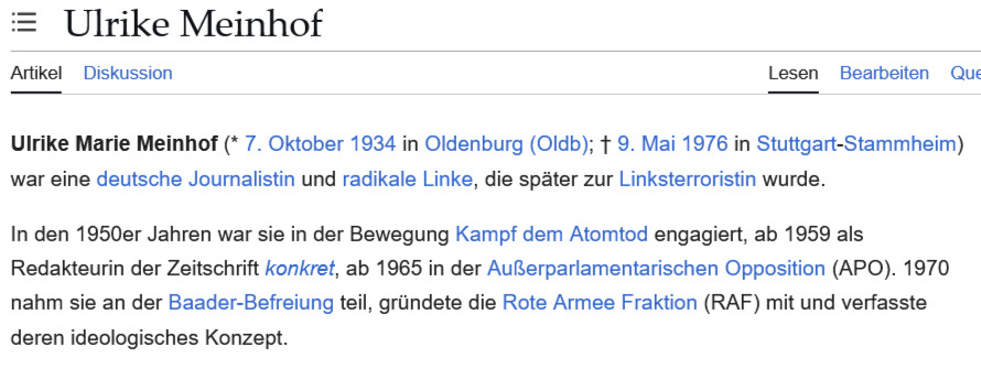 rtm__75's tweet photo. @zehraaslan61 Ulrike Meinhof´a terörist deniliyor ,Almanya da demokratlar bunda mutabik . Deniz Gezmis ile arasinda benzerlikler cok .Almanya da sadece marjinal asiri solcular Meinhof´u destekliyor ,Türkiye de herkes asiri solcu mu ? https://t.co/NtIME0zIMG