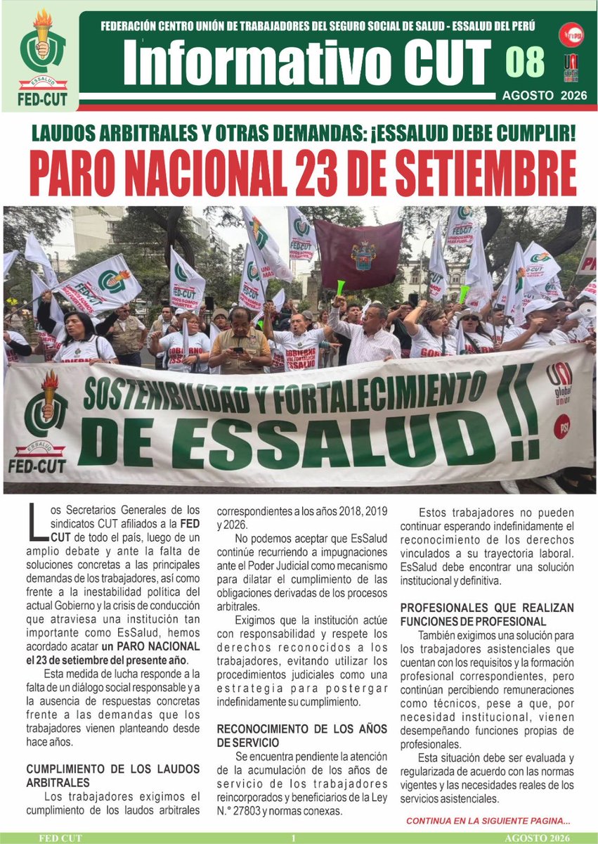 Willy_PonceC's tweet photo. #Gobierno de Keiko Fujimori debe asumir su compromiso respetar la salud de millones de peruanos que buscan una atención oportuna y calidez, los trabajadores exigen respeto a la institucionalidad designación de presidente ejecutivo ¡NO A LA POLITIZACIÓN! ¡BASTA DE INESTABILIDAD! https://t.co/dUlshBVQ2L