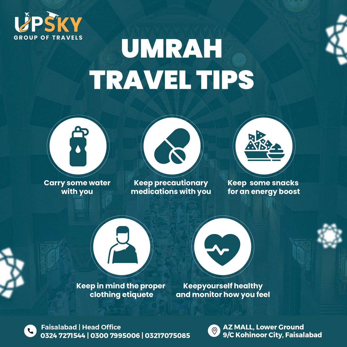 gatog0's tweet photo. Preparing for Umrah? Stay hydrated, carry essential medication, pack energy snacks, dress appropriately, and monitor your health. Proper planning ensures a smoother journey. May your pilgrimage be blessed and fulfilling. https://t.co/hhrOvstmJh
