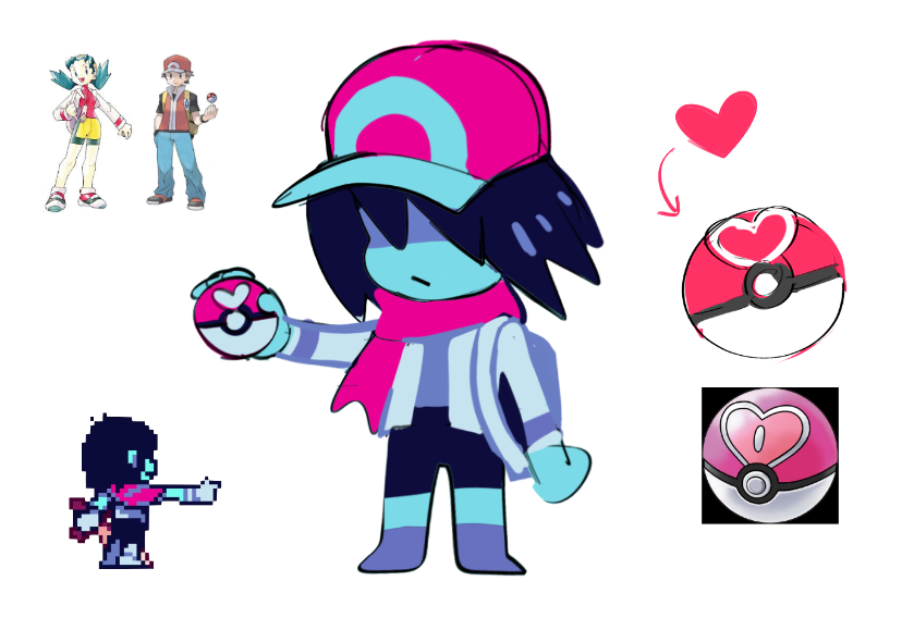 Gooompy's tweet photo. pokemon trainer kris and their trusty love ball ♥️ https://t.co/5yqJstsfc1