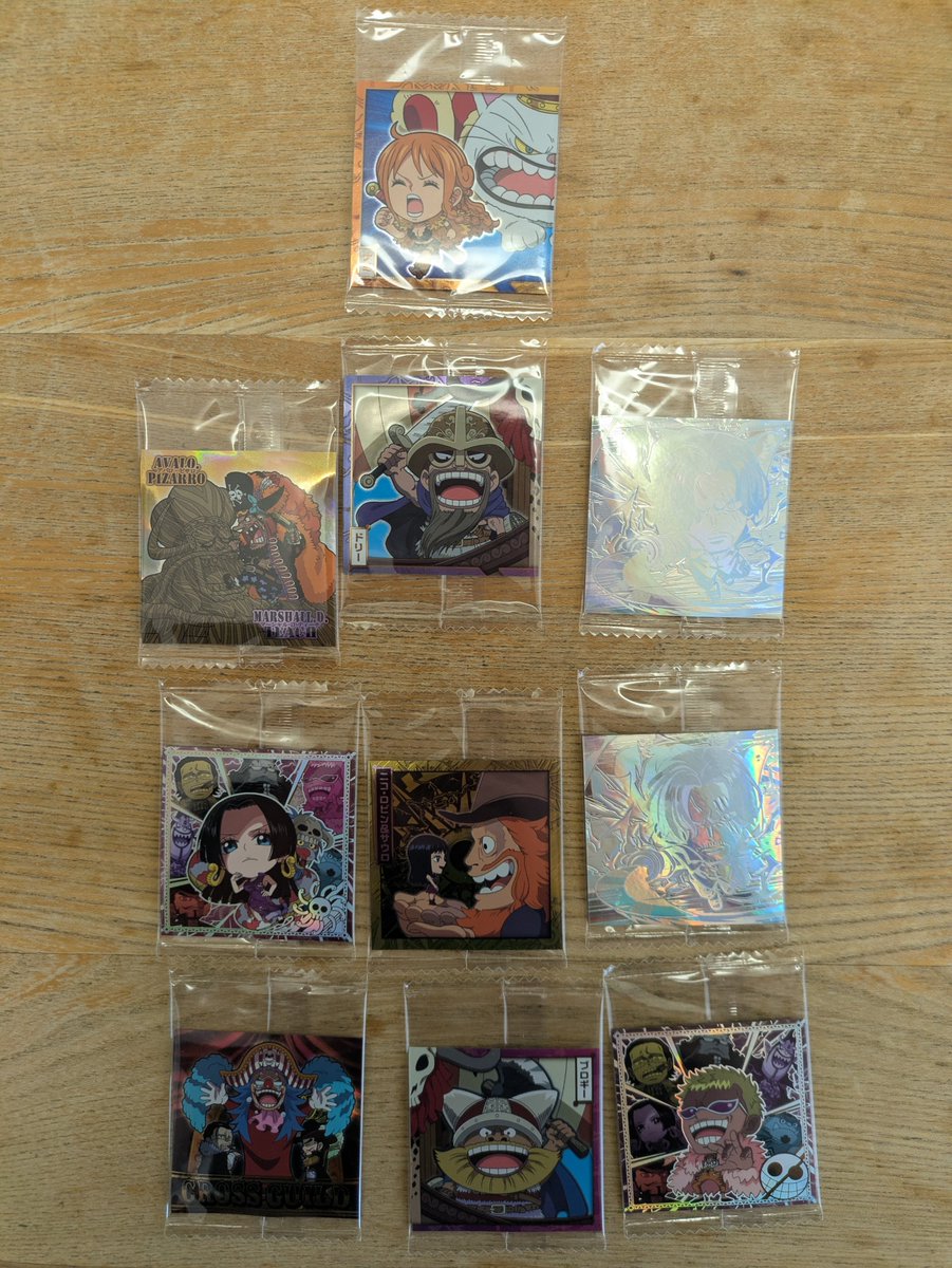 sippyou's tweet photo. #ONEPIECE #にふぉるめーしょん
#LOG15
10枚追加購入しました😇
でも残りの4種���は1枚も出ず😱
総購入枚数は137枚数です。
かなりハマりそうな予感😵💫 https://t.co/UMawN4eMzh