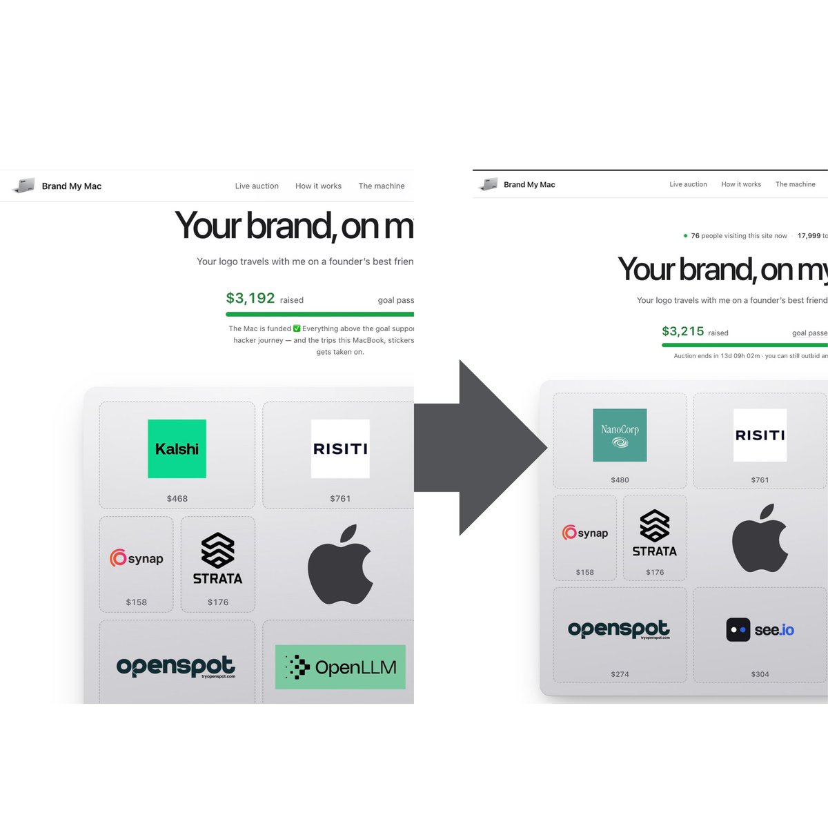 plbiojout's tweet photo. We just outbid @Kalshi for ad space on some random guy’s MacBook.

This is what distribution looks like in 2026.

@NanoCorpHQ now owns the top-left corner of brandmymac .com

Your move, @Kalshi https://t.co/AaJAZT5ti8