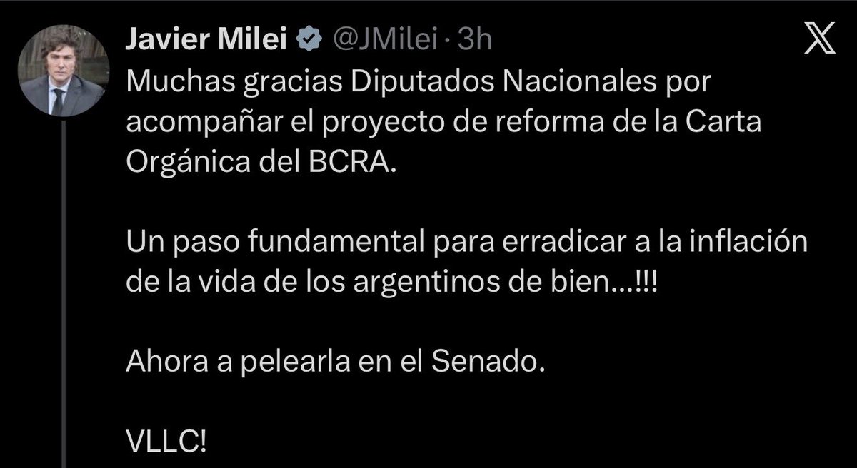 alecarrancio's tweet photo. Hoy dimos media sanción a la reforma de la Carta Orgánica del Banco Central.

Nunca más emisión para financiar a la política a costa del salario de los argentinos.

La transformación que prometió @JMilei sigue en marcha.

VLLC 🇦🇷 https://t.co/lVLfvGcdFO