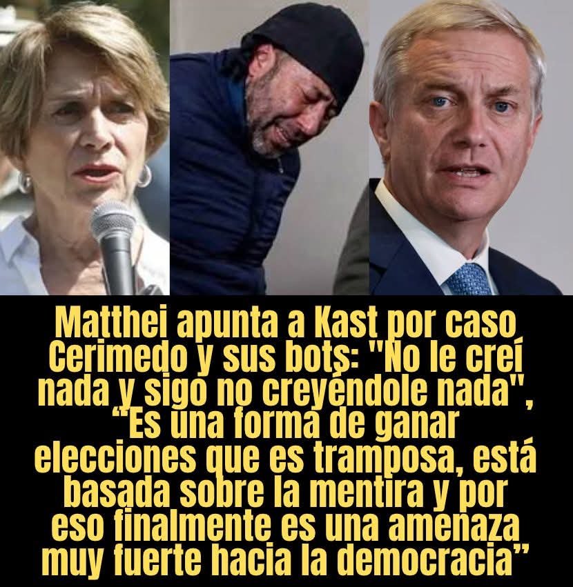 DebiaEduardo's tweet photo. Matthei a Kast y sus bots: 
"Es una amenaza a la democracia"
Ojalá los castigos sean ejemplares, de todos estos asquerosos mentirosos y estafadores de los Chilenos https://t.co/IszNHEhoIq
