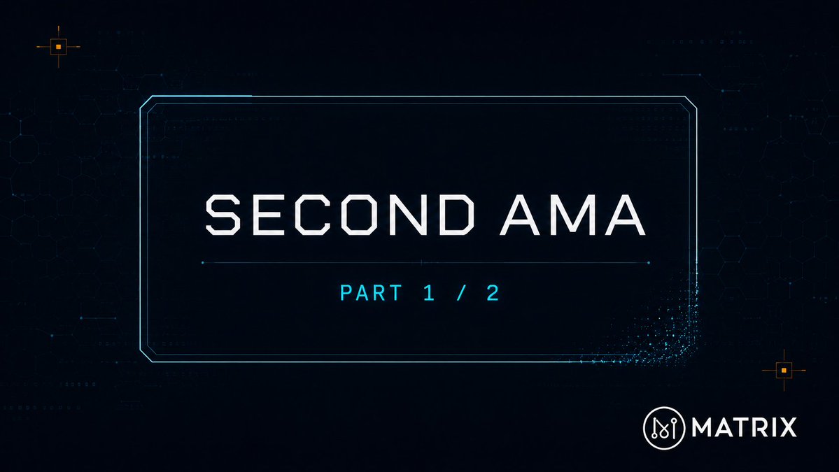 MatrixAINetwork's tweet photo. This is the recap of our second AMA — later than it should have been.

August went to executing Stage 1 and coordinating exchange integration, and answers this consequential don't ship half-verified. Every line below has been checked against the current design.

1/2: 1-10 Questions and Answers: