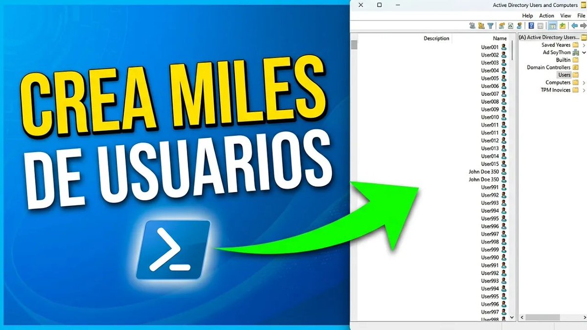 SoyITPro's tweet photo. Muchas veces necesitamos un entorno de pruebas con usuarios de #ActiveDirectory y crearlos manualmente es tedioso.

Te dejo un script con el que vas a poder crear hasta 10 mil usuarios de Active Directory con PowerShell.

👉🏻 https://t.co/aTQAvOhxXh https://t.co/3iM2ECO5OD