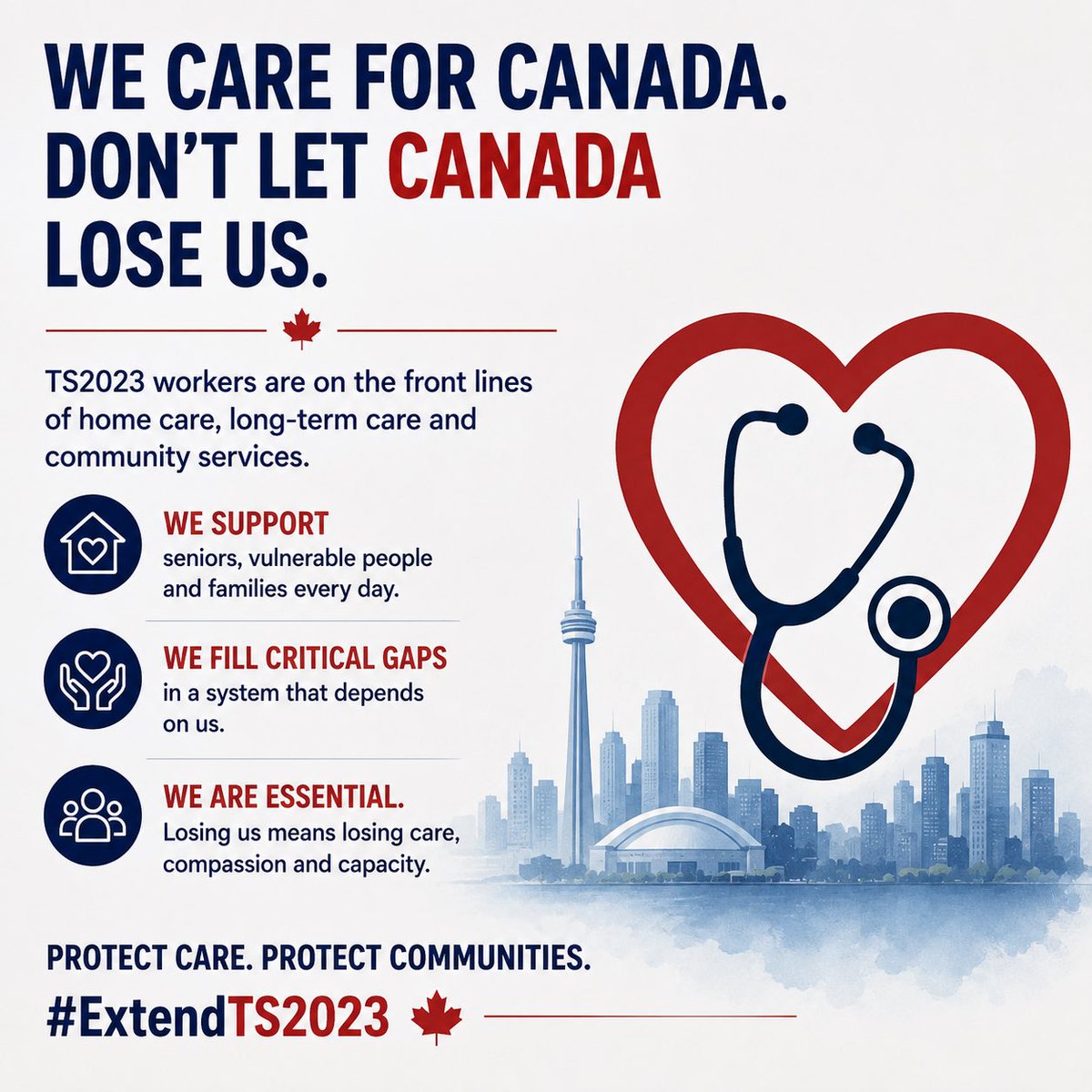 3m3111's tweet photo. TS2023 workers are already caring for Canadians, supporting seniors, families and vulnerable people, and filling real workforce needs.Losing them means losing trained workers and continuity of care.Let us keep working. Let us keep contributing.#ExtendTS2023 #TS2023 @MarkJCarney https://t.co/JCdqm41SRe