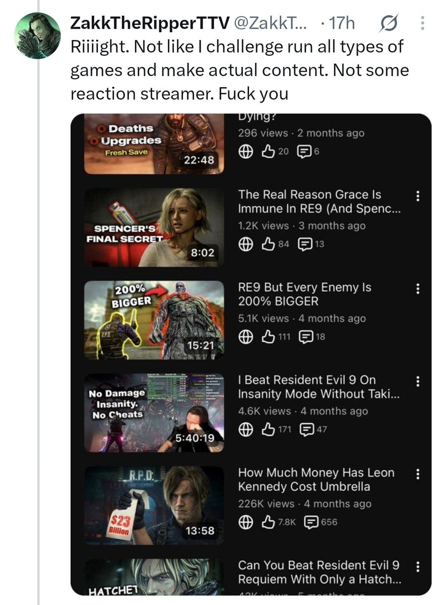TdogJohnny's tweet photo. @ZakkTheRipperTV Someone called you talentless and your reply was "erm I actually play video games the HARD way" https://t.co/7fmcRzVDP2