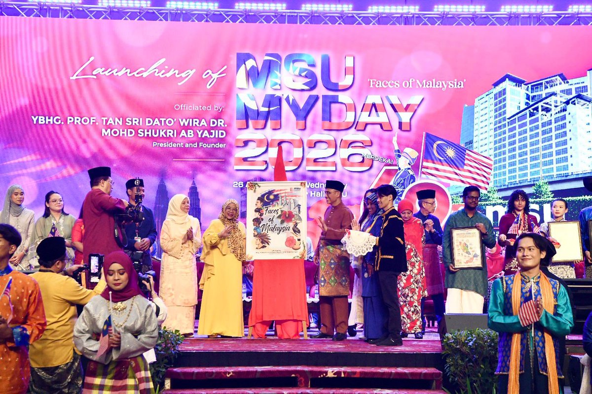 MohdShukriYajid's tweet photo. Officiated the launch of @MSUmalaysia #MyDay2026 Celebration, held in conjunction with Malaysia’s 69th Independence Day. A meaningful event of our shared pride, unity and love for the nation, bringing the #MSUrians community together in the spirit of Merdeka. #FacesofMalaysia https://t.co/VQFzf8C7no