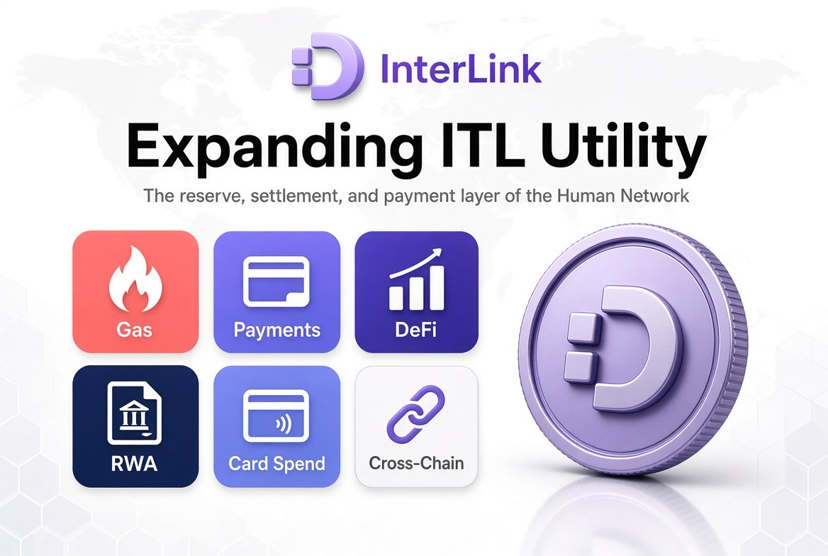 ITLXnews's tweet photo. 🌐 Expanding ITL Utility

$ITL is no longer just a token in a wallet.

It is becoming the settlement layer of the Human Network:

• Gas on InterLink Chain  
• Reserve asset on every ITLX pool  
• Payments, gift cards, and real-world spend  
• Pairing asset for tokenized businesses  
• Card rails at Visa and Mastercard merchants  

Utility grows when real humans transact.  
That is the point of $ITL.

#InterLink #ITL #ITLG #WeAreTheFirst10MLinkers
