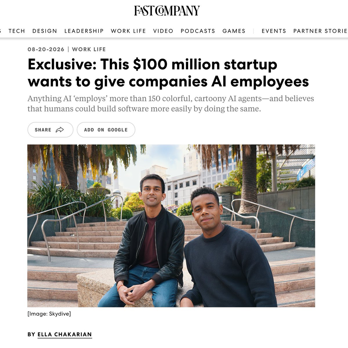 getskydive's tweet photo. Fast Company just exposed our biggest secret

half of Skydive's operations are run by employees who don't exist

meet Emma, Otis, Clementine, Tilda and JB

full story below https://t.co/0XWGDITYaG