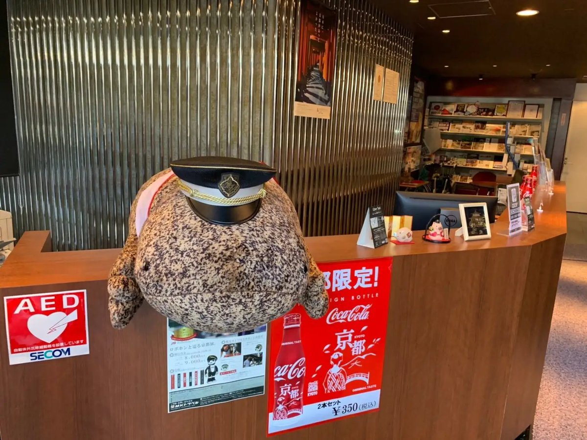 MKofficial_PR's tweet photo. ＼オオサンショウウオぬいが駐在／
京都水族館より「オオサンショウウオ」のぬいぐるみをMKタクシー京都駅八条口乗り場「MKVIPステーション」にて特別臨時職員として常駐（展示）いたします。

期間：2026年9月5日(土) 〜 9月30日(水)
「限定名刺」をお渡し（配布）いたします。 https://t.co/z62awtdgbC