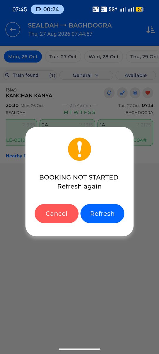 tinydae_'s tweet photo. Booking hasn't even started yet and yet there's only 4 seats available?
I would like to understand the logic
I might be very ignorant please take the pain to explain 
@IRCTCofficial @drmsdah @RailwaySeva https://t.co/oi5o1ZwtbL