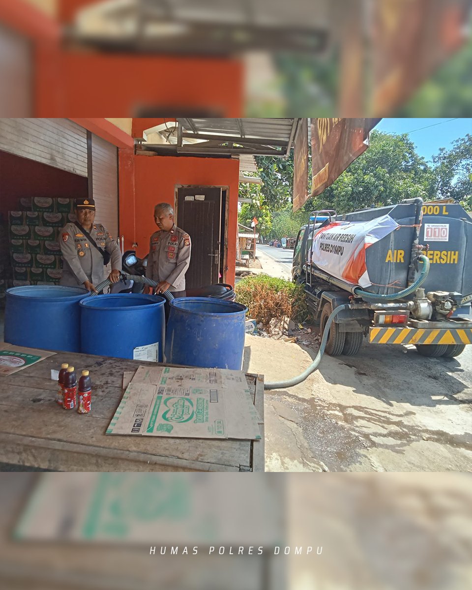 polresdompuntb's tweet photo. Polsek Pajo menyalurkan bantuan air bersih kepada masyarakat Desa Lepadi, Kecamatan Pajo, Kabupaten Dompu, Rabu (26/8/2026), sebagai bentuk kepedulian Polri terhadap warga yang mengalami kesulitan air bersih akibat musim kemarau.

#PolresDompu #PolsekPajo #BantuanAirBersih https://t.co/dEuLGPocWm