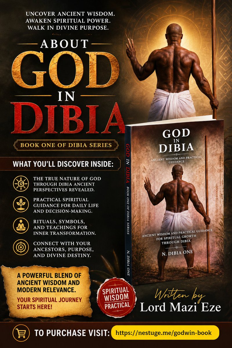MaziDigitals's tweet photo. @ChuksEricE GOD IN DIBIA — BOOK ONE 📖

Ancient wisdom. Traditional knowledge. Spiritual reflection.

Explore the deeper world of Dibia through a powerful journey of culture, wisdom, and spiritual growth.👇👇👇
https://t.co/kVst8XmiMy

#AfricanWisdom #IgboCulture #AfricanSpirituality https://t.co/PPIQPajhxO