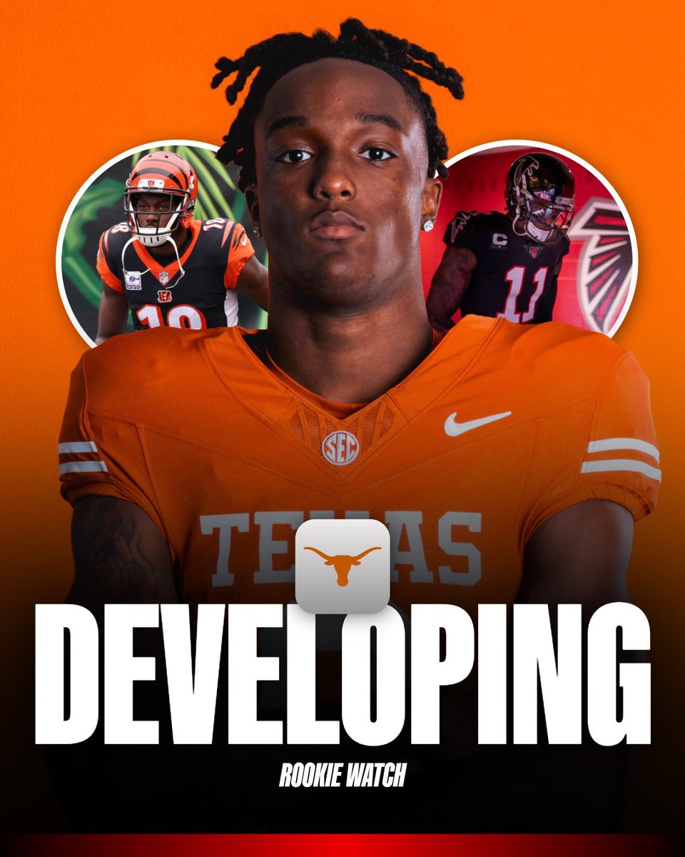 RookieWatxh's tweet photo. DEVELOPING: Cam Coleman is reportedly thought to have “Top-5 pick” potential by several NFL scouts.

One NFL scout reportedly believes there’s “shades of both” AJ Green and Julio Jones to Coleman’s game.

The Texas WR would be the early WR1 prospect in MOST draft classes 😳 https://t.co/fzbVTmLsyo