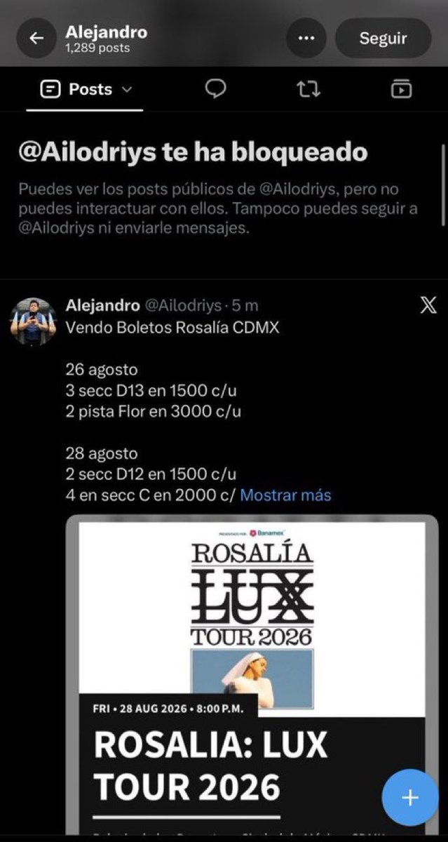 nievesbrenbren's tweet photo. CUIDADO ESTAFA
@Alleststiwo antes @Ailodriys @Aledroits @alejitsh @Aleiiyts @Ailejt23zX y @Hermostraskell ESTAFA CON BOLETOS DE ROSALÍA
AQUÍ REDES Y FAMILIA QUE SON CÓMPLICES NO TIENE BOLETO
#Rosalía #LUXTour #LuxWorldTour #México #Tour2026 #PalacioDeLosDeportes #LuxRosalia https://t.co/1fvIUcqs1x