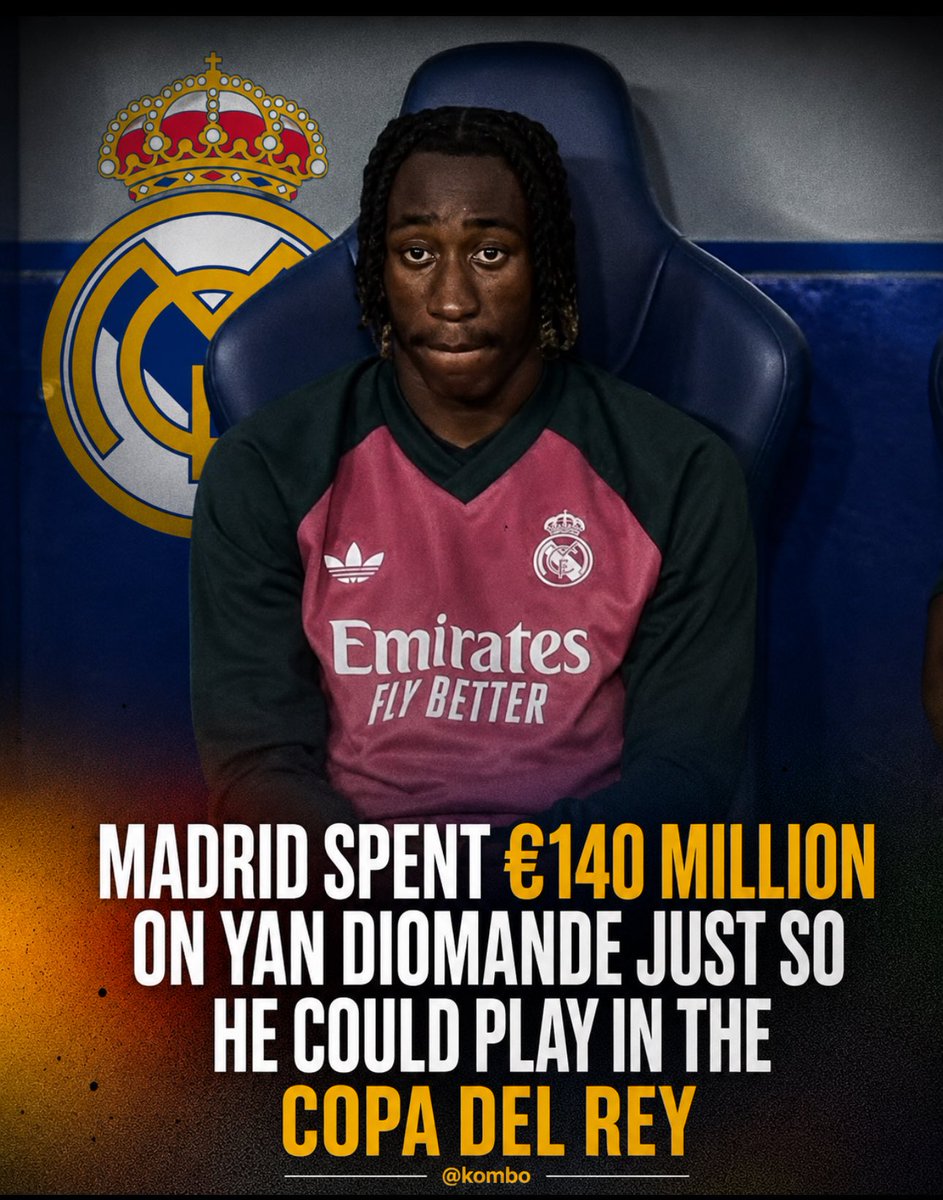 Amandaogesh's tweet photo. Madrid spent €140 million on Yan Diomande just so he could play in the Copa del Rey…@ultimate_kombo https://t.co/TL1FyPbPQb