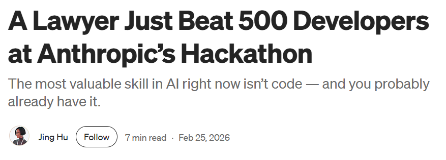 devxninja's tweet photo. A Lawyer Just Beat 500 Developers at Anthropic’s Hackathon: ☠️
.
.
.
A lawyer, a cardiologist, and a road technician from Uganda. None of them has a software background. All of them built successful AI products liked by thousands in under a week. https://t.co/RAP5gjQP98