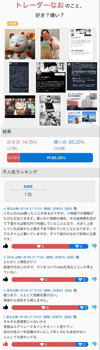 Fortnite_vic2's tweet photo. トレーダーなおのこと「嫌い」が急増してて🌱
コメントも辛辣すぎるwww https://t.co/CjOL9l16tr