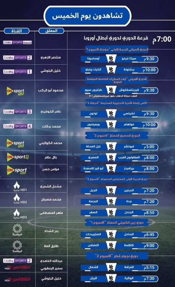 Nsrawy583's tweet photo. جدول مباريات اليوم الخميس بتوقيت السعودية 🇸🇦

. https://t.co/a3Tu0JHGRF