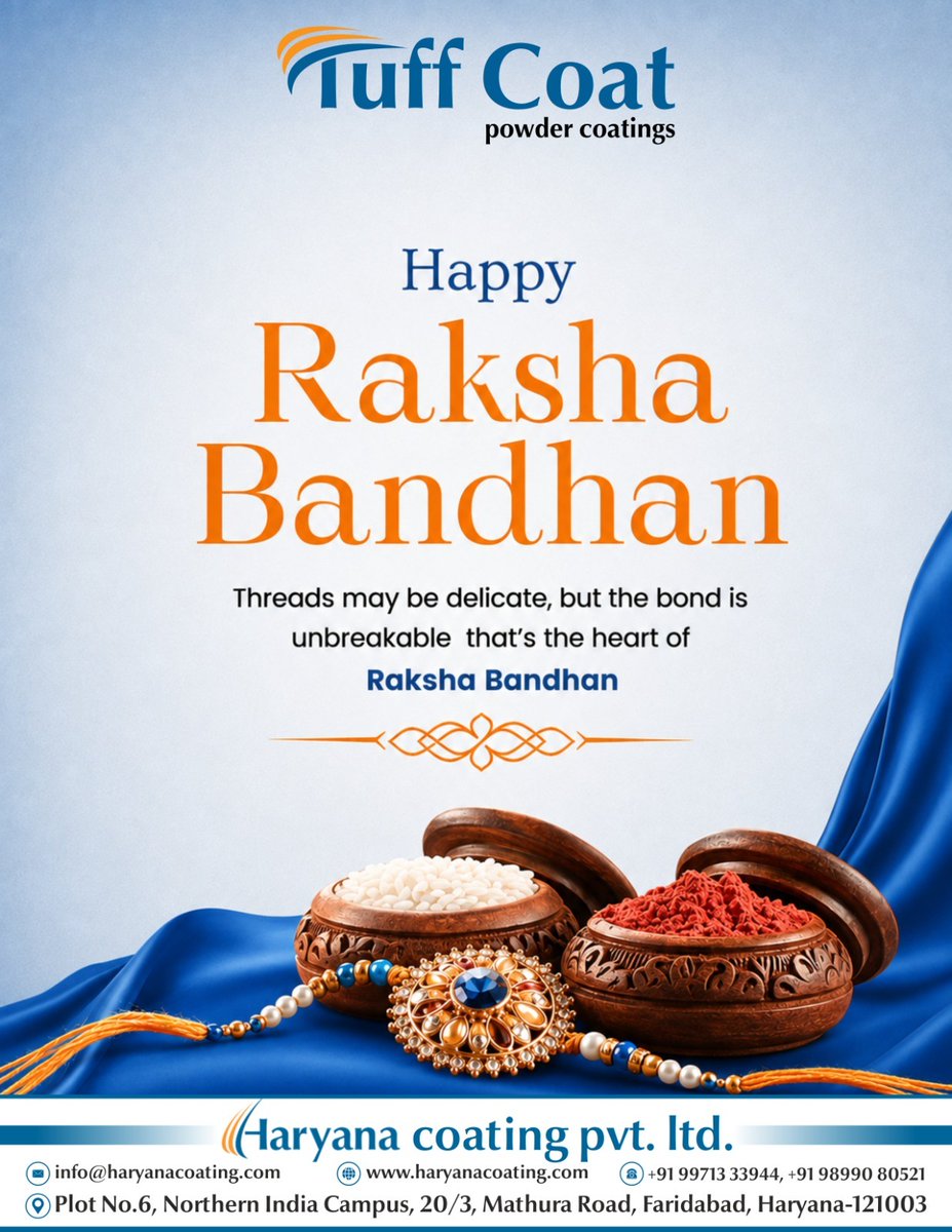 haryanacoating's tweet photo. ❤️ Wishing You a Happy Raksha Bandhan!

Celebrating the beautiful bond of Love, Protection &amp; Care that makes every relationship special. ✨

#RakshaBandhan #BondOfLove #LoveAndCare #FamilyBond https://t.co/qrdl2727hQ