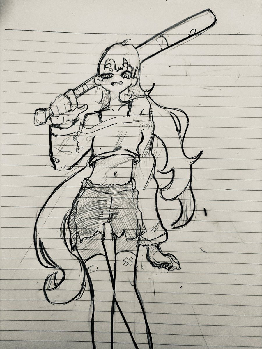CzDePdV2Dc1981's tweet photo. バット持ってる子
＃アナログイラスト
＃絵描きさんと繋がりたい
#oc https://t.co/Le7erRMY3A