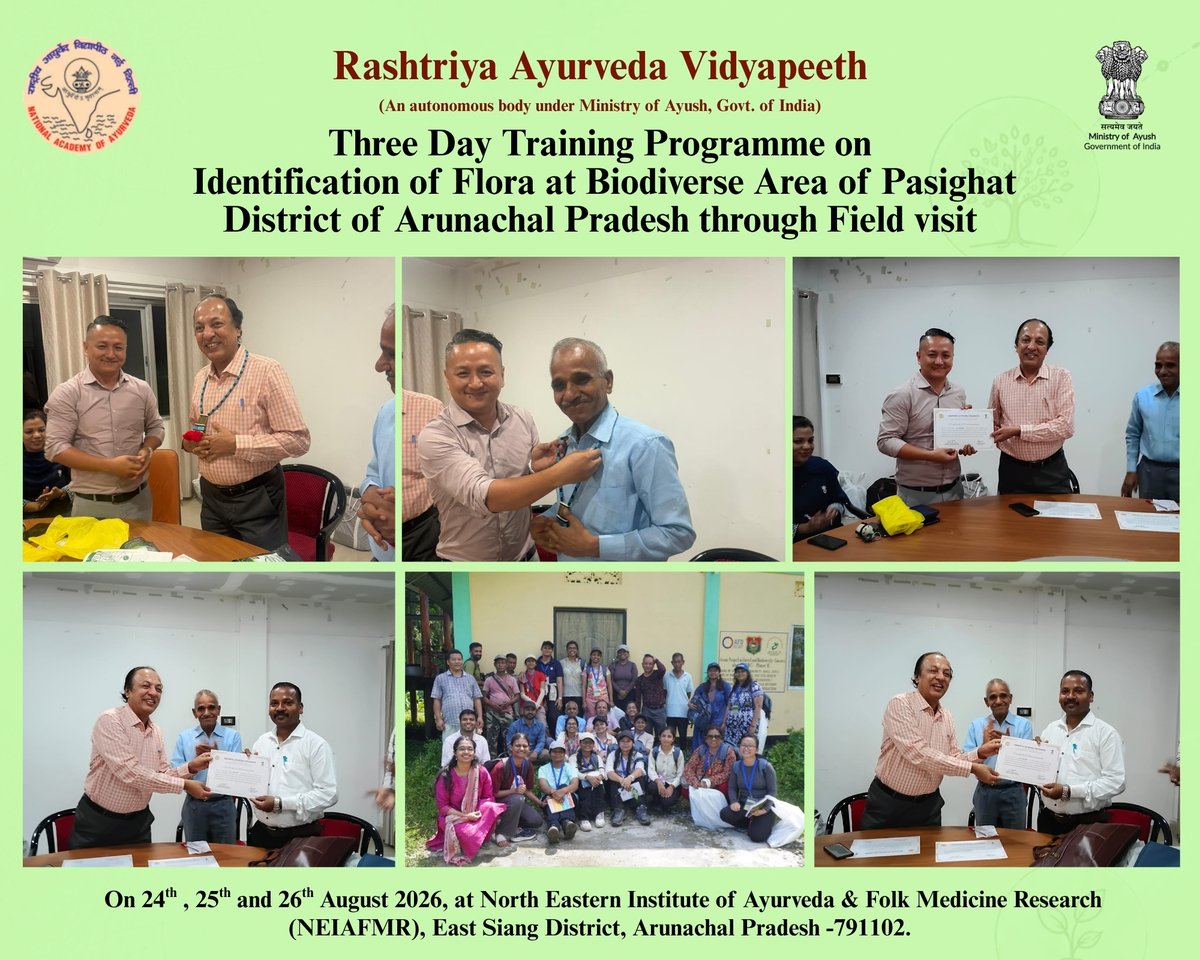 RAVDelhi's tweet photo. RAV concluded a 3-day Flora Identification Training Programme (24–26 Aug 2026) at NEIAFMR, Pasighat.
Experts shared insights on medicinal plants, biodiversity &amp; conservation,with a field visit to Myodia’s Medicinal Plant Conservation Area for hands-on learning. 🌿 https://t.co/wpsUEYpZoG