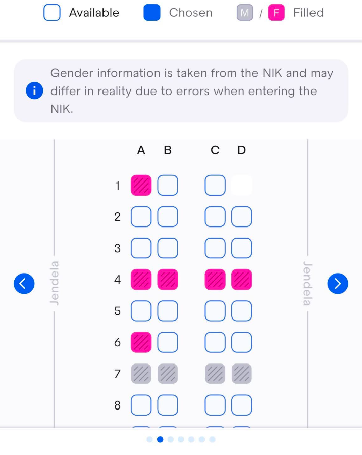 txtharihariWNI's tweet photo. Cuma mau ngasih tahu, Pak/Bu/Mas/Mbak/Aa/Teteh.

Ini tampilan saat pilih bangku di aplikasi Access by KAI ya.

Jika NIK perempuan, maka bisa melihat kursi laki-laki (abu-abu) atau perempuan (pink).

Jika NIK laki-laki, maka TIDAK BISA MELIHAT kursi laki-laki atau perempuan.

Kenapa nggak disamakan aja, untuk NIK pemesanan laki-laki bisa melihat tempat duduk perempuan?

Supaya nggak ada laki-laki yang sengaja milih duduk di samping perempuan.

Pesan buat cewek:

Kalau mau duduk sama perempuan juga, pilihlah yang sampingnya udah terisi warna pink. Kalau ternyata yang pink tetap laki-laki, yaa terima nasib aja wkwk 😂

Pengen aman? Pilih kursi yang sendiri atau beli 2 kursi.

Kalau lu pilih samping jendela dan sampingnya kosong, masih ada potensi diisi laki-laki, karena di NIK laki-laki nggak kelihatan gendernya.

Pesan buat laki-laki:

TERIMA NASIB 🤣