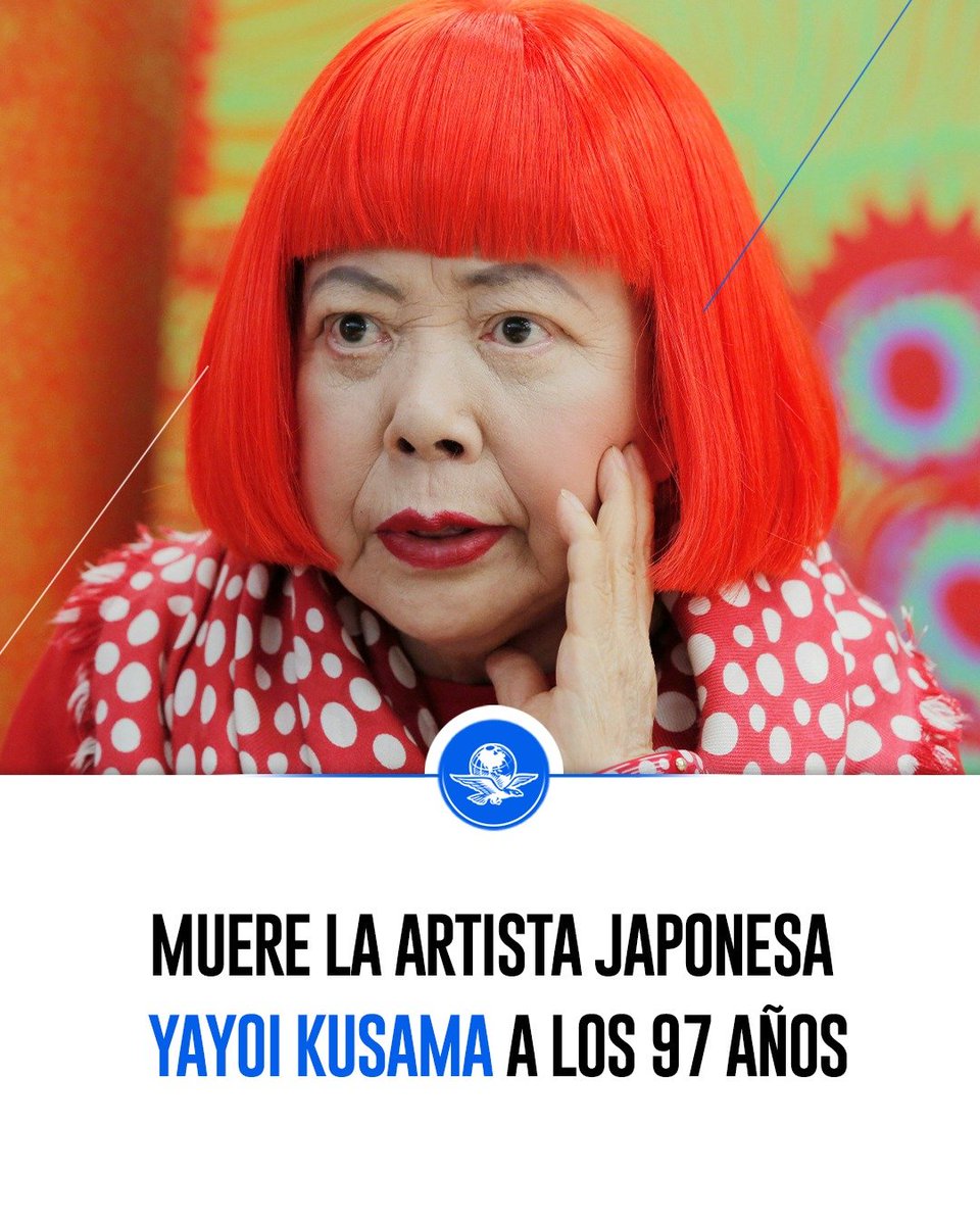 El_Universal_Mx's tweet photo. 🖼️ #AlMomento | Muere Yayoi Kusama a los 97 años, la mujer reconocida por los "lunares en infinito"

🎨 La artista japonesa conocida por sus coloridos diseños de lunares y patrones repetitivos murió en el hospital

De acuerdo a un texto en su página web: "siguió pintando hasta sus últimos días, sin dejar nunca el pincel, y continuó explorando el amor eterno y el alma inmortal"