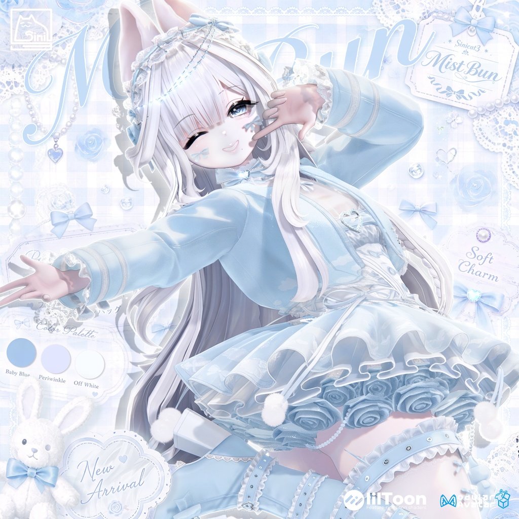 Sinicat3_'s tweet photo. ୨ৎ 𝐒.𝐂.𝟑𝟑 【24 Avatars】Mist Bun ୨ৎ

URL : https://t.co/3q3b5Fgxyt

🤍淡いブルーとホワイトを基調に

レースやリボン、パールなどのディテールを合わせて、
ふんわりとした甘くて透明感のある雰囲気に仕上げました

🤍ボリュームのある多層スカートにローズモチーフを加え、袖口やレッグウェアにも細かなレースをプラス。
淡色で可愛いコーデが好きな方におすすめです

🤍衣装に関する不具合やご質問がございましたら、マテリアルフォルダ内のリンクより DC サーバーへご参加のうえ、ご連絡ください。  担当スタッフが対応させていただきます。

#Sinicat3 #RT #booth_pm