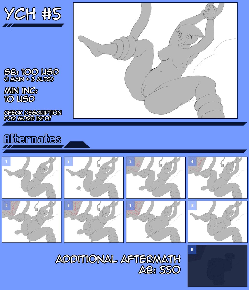 S_S_Syst's tweet photo. [One Time Auction] YCH 5: Tentacles' Captive 2
SB: Main + 3 Alts
reach 200: Main + 5 Alts
reach 380: Main + 7 Alts
AB: Unlock final alt https://t.co/9vZvyanJos